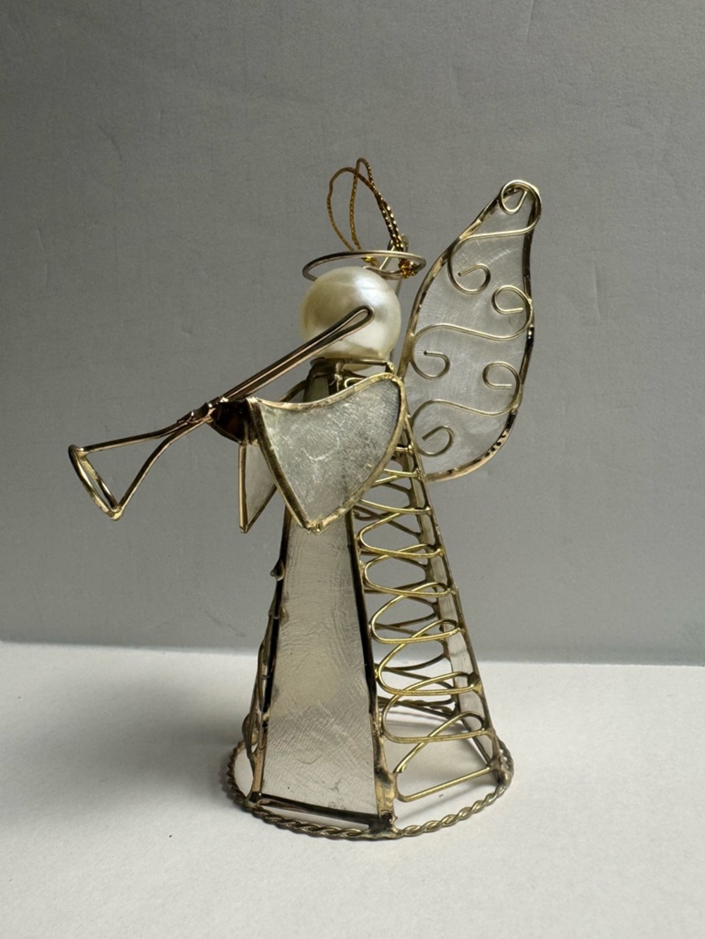 Philippine Shell Ornament Hand Made Capiz Angel Figurine Christmas Ornament